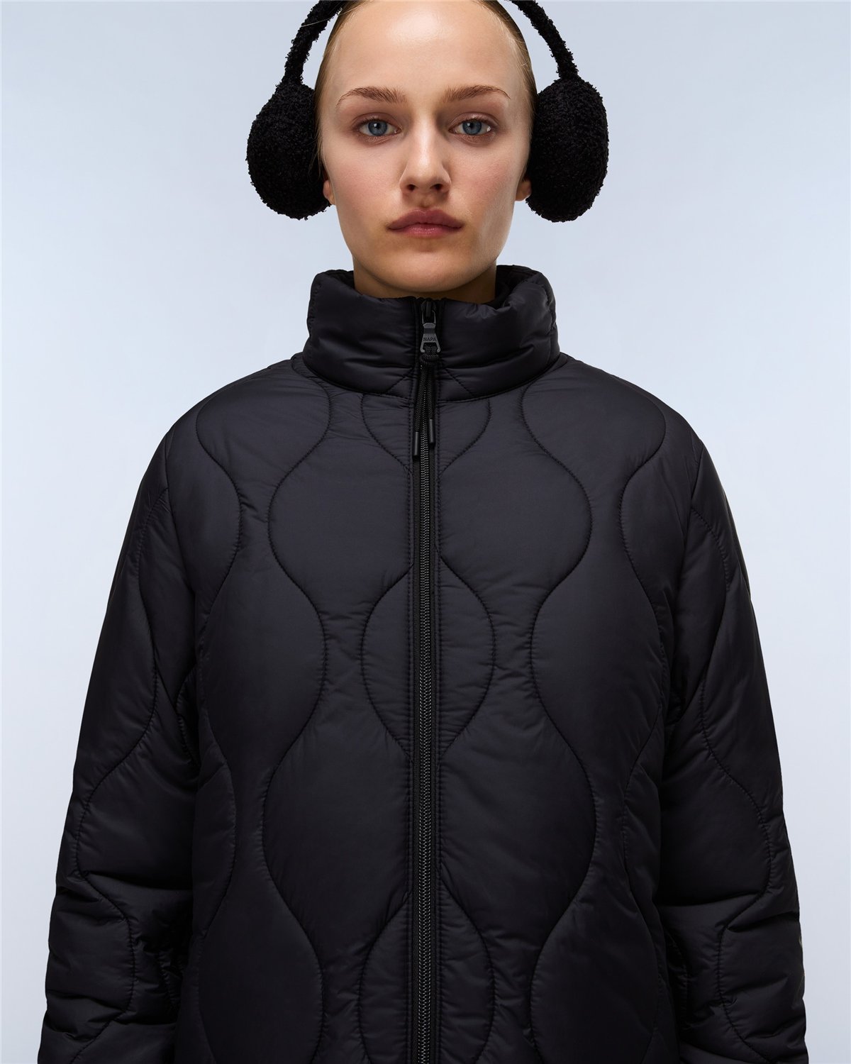 Sort Long Puffer Jacket