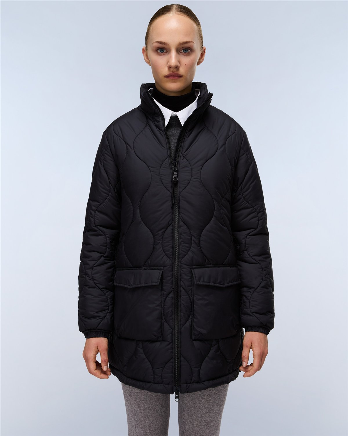 Sort Long Puffer Jacket