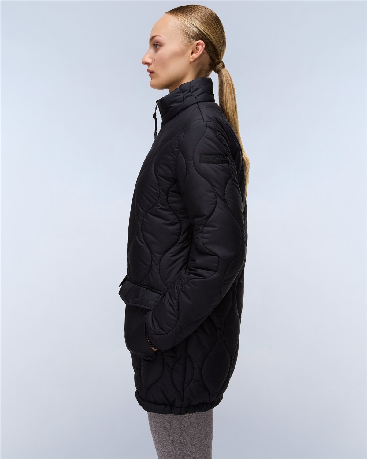 Sort Long Puffer Jacket
