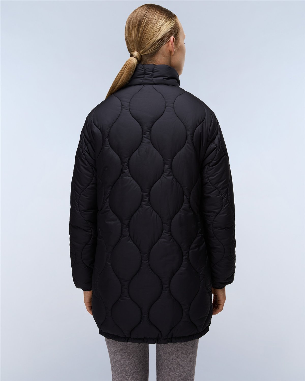 Sort Long Puffer Jacket